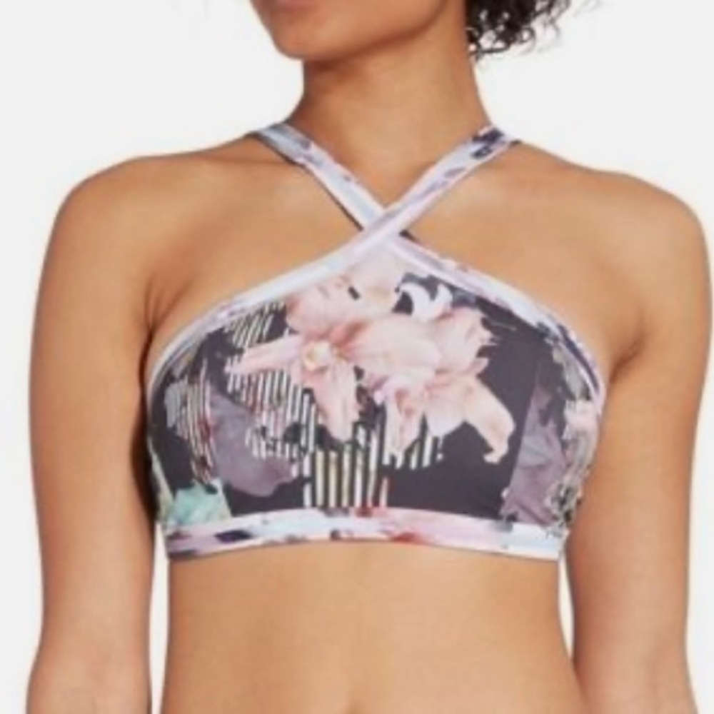CALIA CARRIE UNDERWOOD Women’s Anniversary Print HIGH NECK CROSS Bikini Top XS